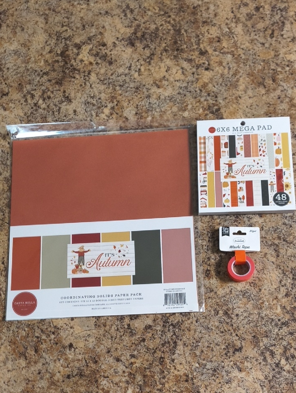 Calvin Klein rust orange and pumpkin paper craft set